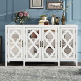 U_STYLE 59.8'' Modern Mirrored Console Table Sideboard for Living Room Dining Room with 4 Cabinets and 3 Adjustable Shelves (As Same As WF284039AAK)