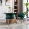 Dining Chair,Thickened fabric chairs with wood legs Set of 2,Green