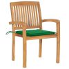 Stacking Patio Chairs with Cushions 6 pcs Solid Teak Wood
