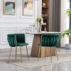 Dining Chair,Thickened fabric chairs with wood legs Set of 2,Green