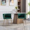 Dining Chair,Thickened fabric chairs with wood legs Set of 2,Green