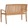 2-Seater Stacking Patio Bench 50.6" Solid Teak Wood