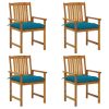Patio Chairs with Cushions 4 pcs Solid Acacia Wood