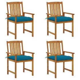 Patio Chairs with Cushions 4 pcs Solid Acacia Wood