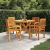 5 Piece Patio Dining Set Solid Wood Teak