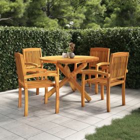 5 Piece Patio Dining Set Solid Wood Teak