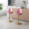 Swivel Bar Stools Chair Set of 2 Modern Adjustable Counter Height Bar Stools, Velvet Upholstered Stool with Tufted High Back & Ring Pull for Kitchen ,