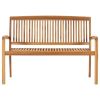 2-Seater Stacking Patio Bench 50.6" Solid Teak Wood