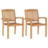 Patio Chairs 2 pcs with Light Blue Cushions Solid Teak Wood
