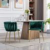 Dining Chair,Thickened fabric chairs with wood legs Set of 2,Green