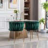 Dining Chair,Thickened fabric chairs with wood legs Set of 2,Green