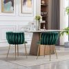 Dining Chair,Thickened fabric chairs with wood legs Set of 2,Green