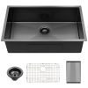 28 Inch Undermount Sink - 28'x18'x10' Gunmetal Black Undermount Kitchen Sink 16 Gauge 10 Inch Deep Single Bowl Kitchen Sink Basin