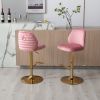 Swivel Bar Stools Chair Set of 2 Modern Adjustable Counter Height Bar Stools, Velvet Upholstered Stool with Tufted High Back & Ring Pull for Kitchen ,