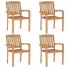 5 Piece Patio Dining Set Solid Wood Teak