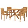 5 Piece Patio Dining Set Solid Wood Teak