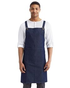 Cross Back Barista Apron - BLACK - OS (Color: INDIGO DENIM, size: OS)