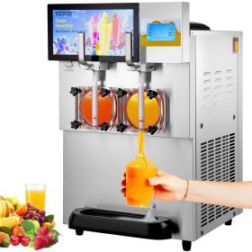 VEVOR Commercial Slushy Machine, 8L / 2.1 Gal Double Bowl Margarita Machine, 1155W Stainless Steel Margarita Smoothie Frozen Drink Maker, Slushie Mach (Capacity: 16 L)