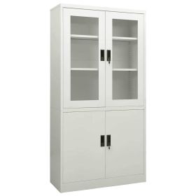 Office Cabinet Light Gray 35.4"x15.7"x70.9" Steel (Color: Grey)