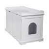 Cat Washroom Bench;  Wood Litter Box Cover with Spacious Inner;  Ventilated Holes;  Removable Partition;  Easy Access