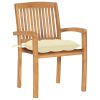 Stacking Patio Chairs with Cushions 4 pcs Solid Teak Wood