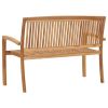 Stacking Patio Bench with Cushion 50.6" Solid Teak Wood