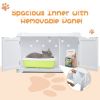 Cat Washroom Bench;  Wood Litter Box Cover with Spacious Inner;  Ventilated Holes;  Removable Partition;  Easy Access