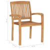 Stacking Patio Chairs with Cushions 4 pcs Solid Teak Wood