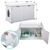 Cat Washroom Bench;  Wood Litter Box Cover with Spacious Inner;  Ventilated Holes;  Removable Partition;  Easy Access